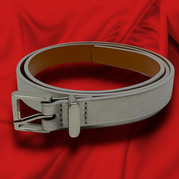 Vtg Nordstrom Halogen Womens Sz S Metallic Vegan Leather Skinny Belt Trouser Fit - Picture 1 of 5